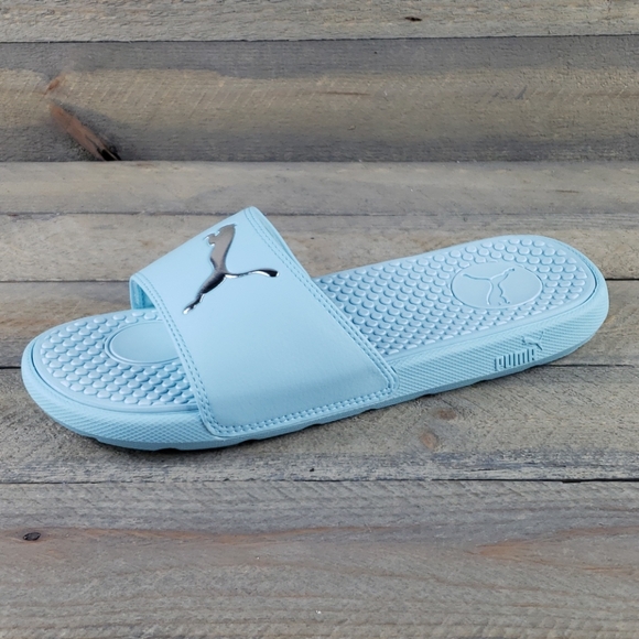 Puma Cool Cat Sport Slides Sandal Blue Glow Silver - Picture 3 of 9